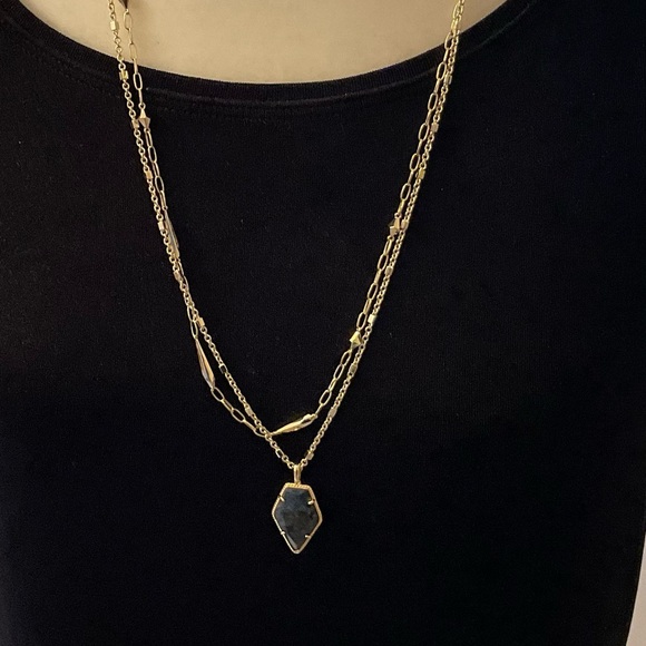 Kendra Scott Framed Tessa Multi Strand Necklace - NWT - Blue Lapis - Picture 2 of 14